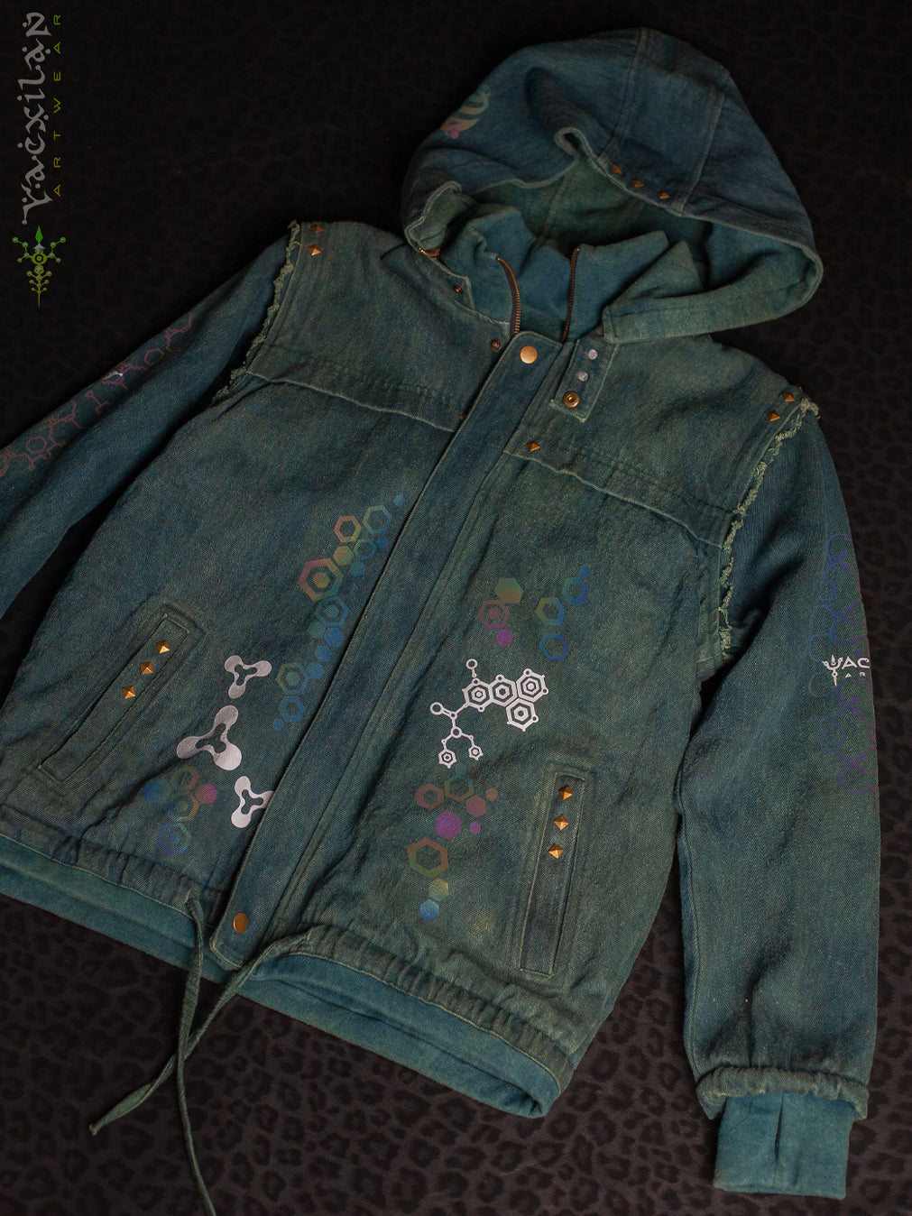 Jacket Men / HEMP TWILL Veg Dye Veg Print - Greendigo IKARO floc